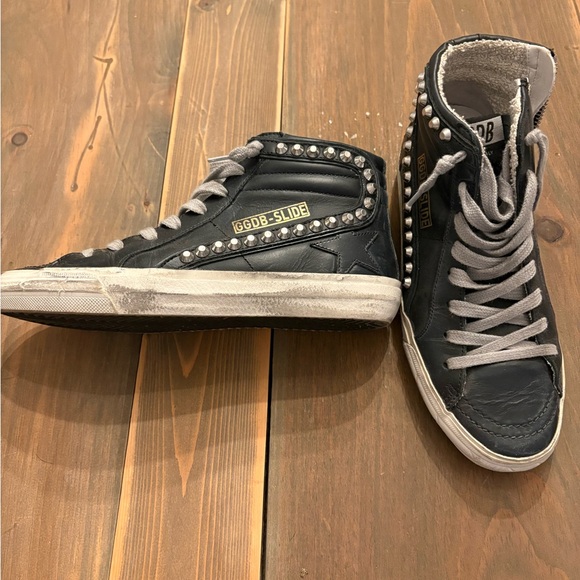  Black GGDB Slide Sneakers with Silver Accents